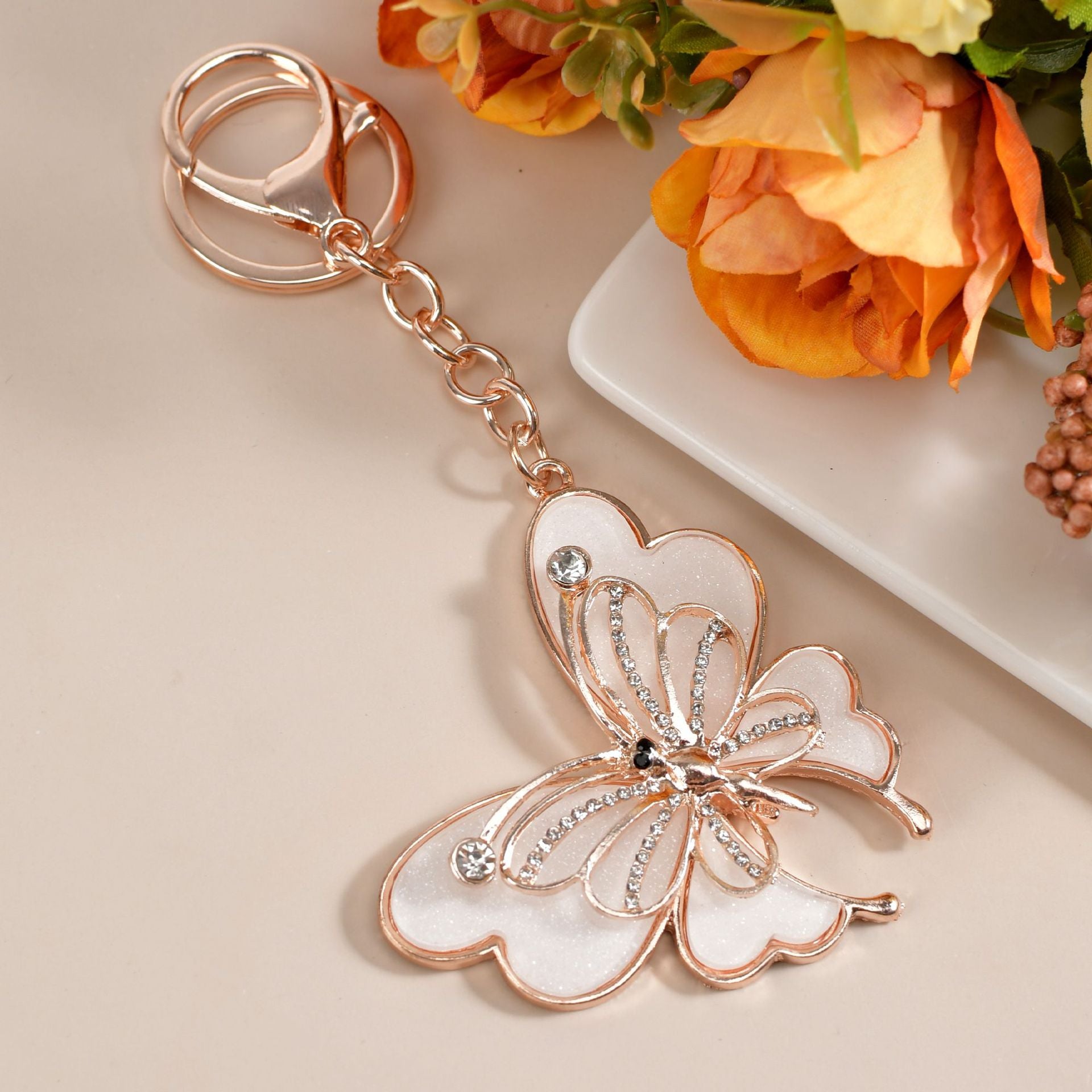 Wholesale Creative Personalized Double Layer Butterfly Keychain