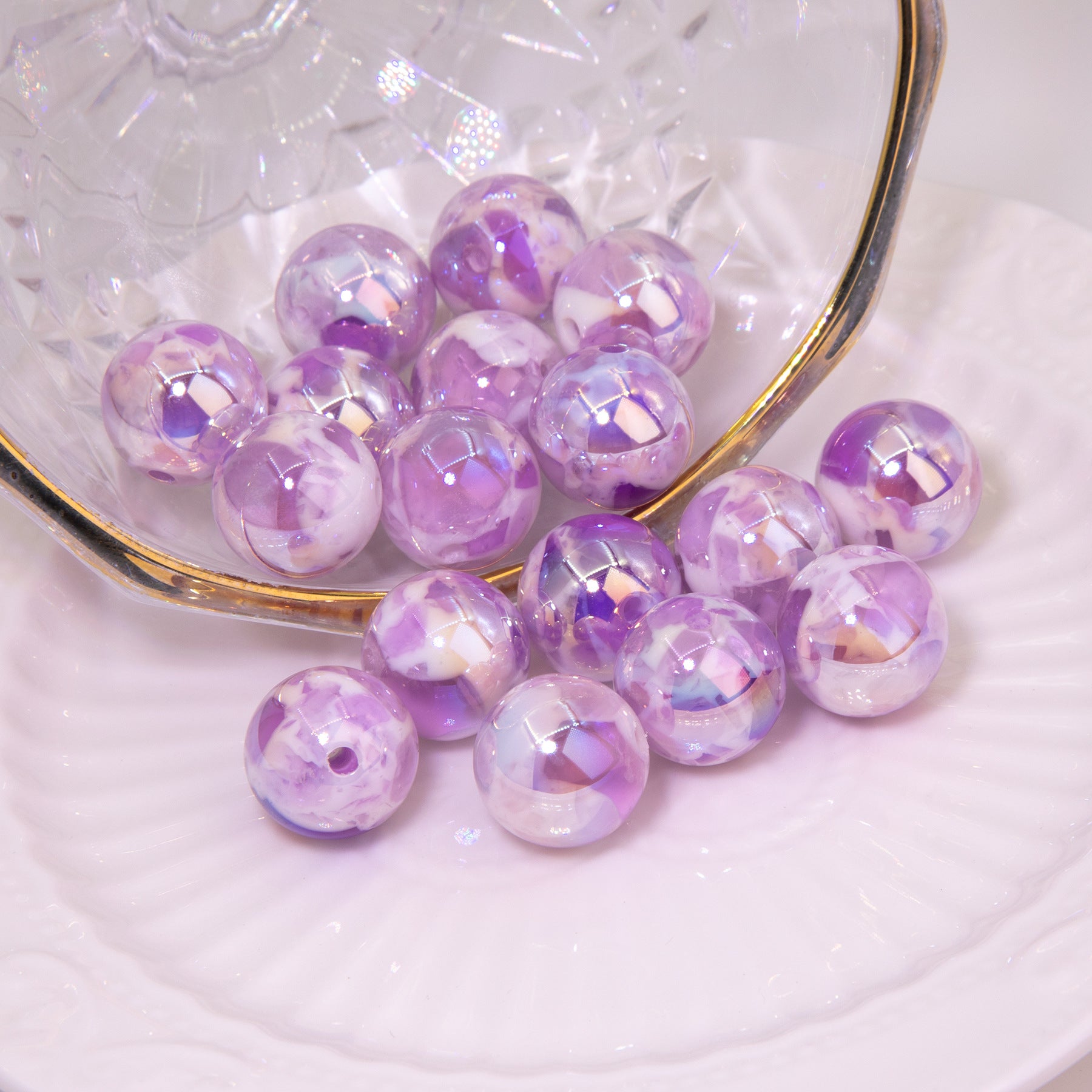 Wholesale 10pcs Colorful Galaxy Resin Round Beads