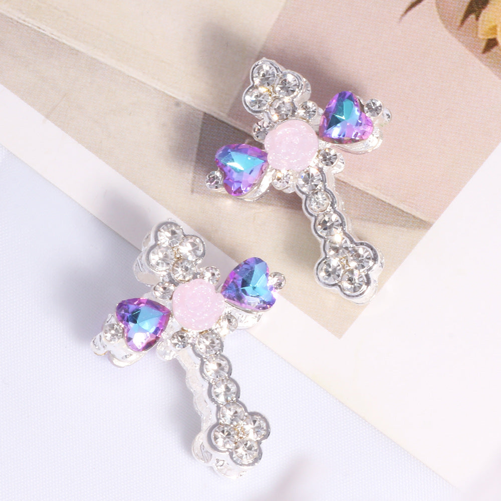 Wholesale 6 pcs/pack double-sided alloy flower-shaped cross DIY jewelry accessories