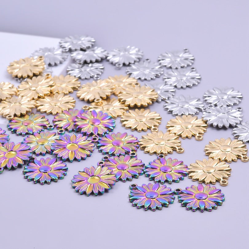 Wholesale Stainless Steel Gold Sunflower Colorful Pendant Accessories