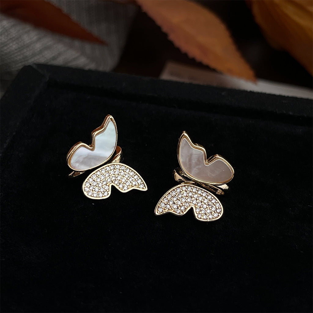 Wholesale Beimu flower shaped zircon butterfly earrings