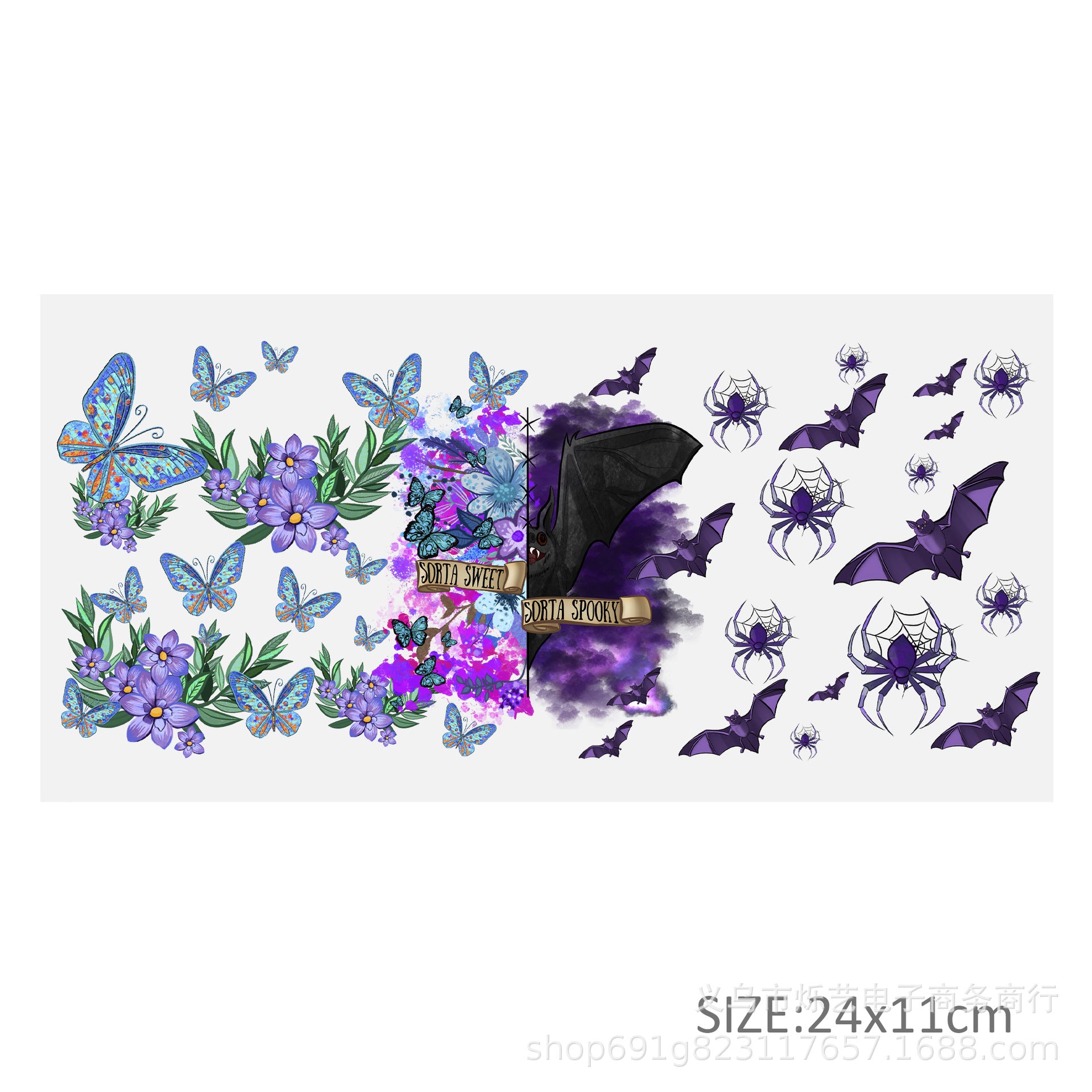Wholesale 5pcs Butterfly Flower Print UV DTF Transfer Crystal Cup Sticker