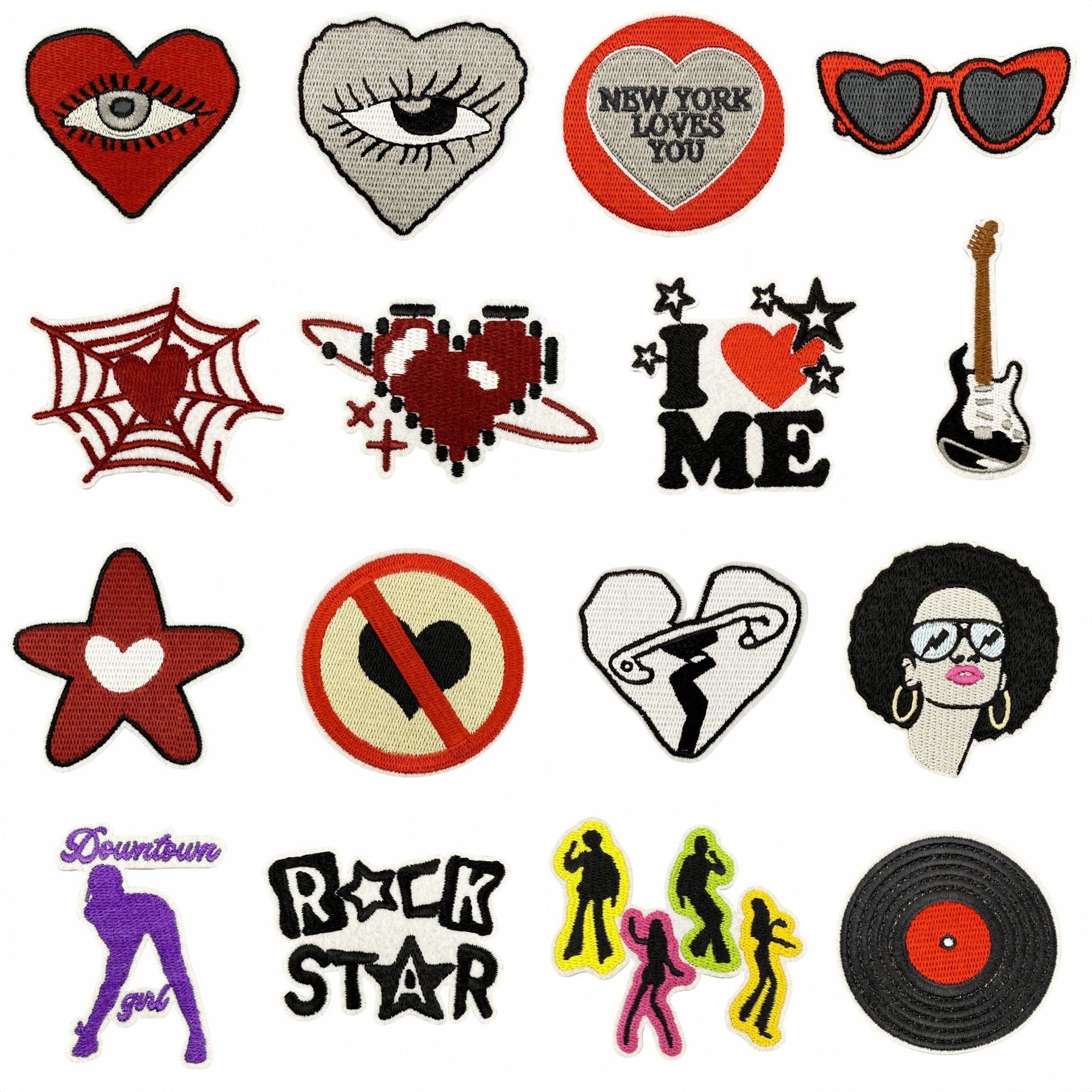 Wholesale Embroidered Patch Cartoon Y2K Sunglasses Design Fabric Applique For Clothing Decoration Casual Fashion Accessory