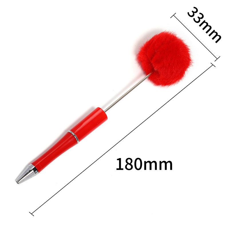 Wholesale 5pcs Macaron DIY Ball Creative Plush Bead Plastic Ballpoint Pen