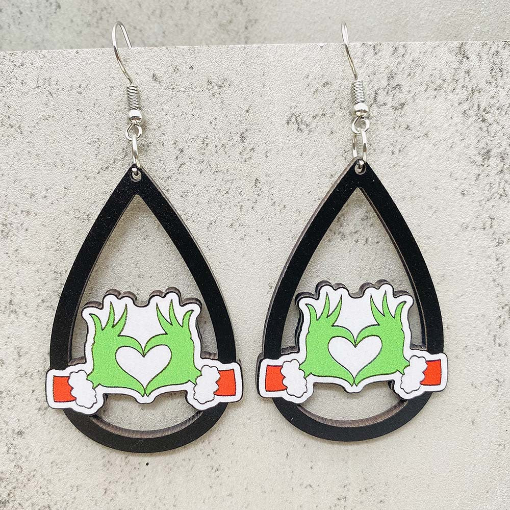 Wholesale Christmas Santa Hat Wood Earrings