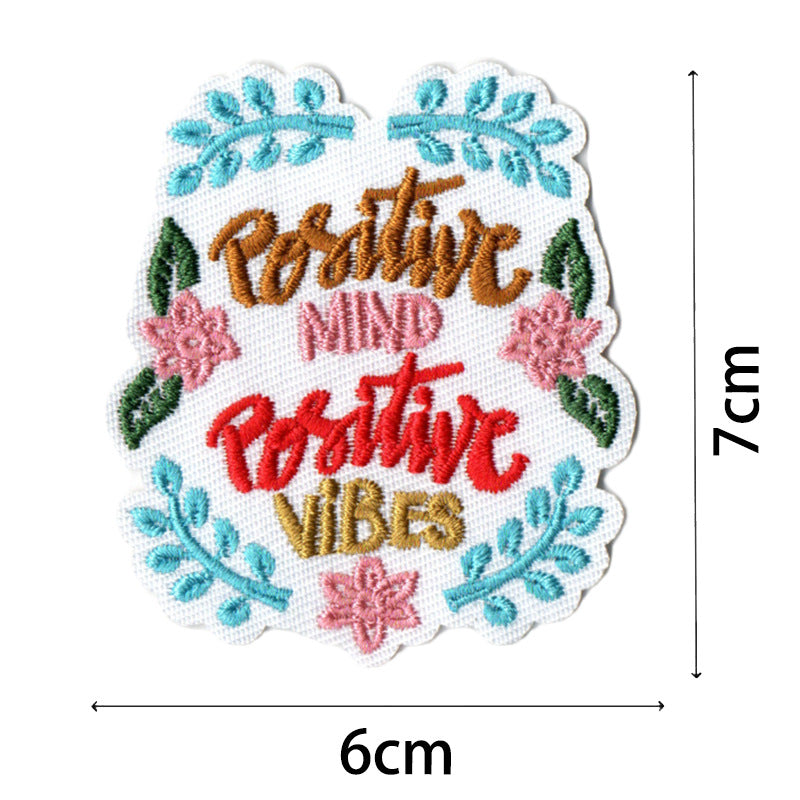 Wholesale Bohemian embroidered fabric patch with positive energy quotes for bags  DIY Patches