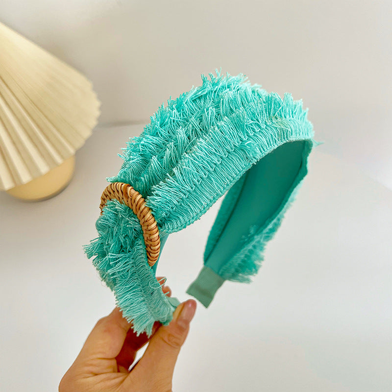 Tela al por mayor del borde crudo de la diadema de color sólido