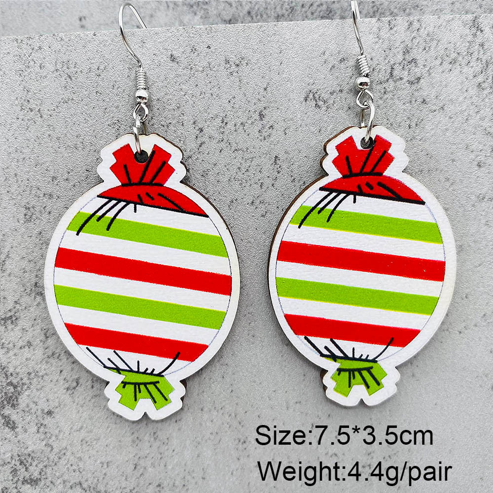 Wholesale Christmas Halloween Earrings Candy Cane Lollipop Wooden Earrings