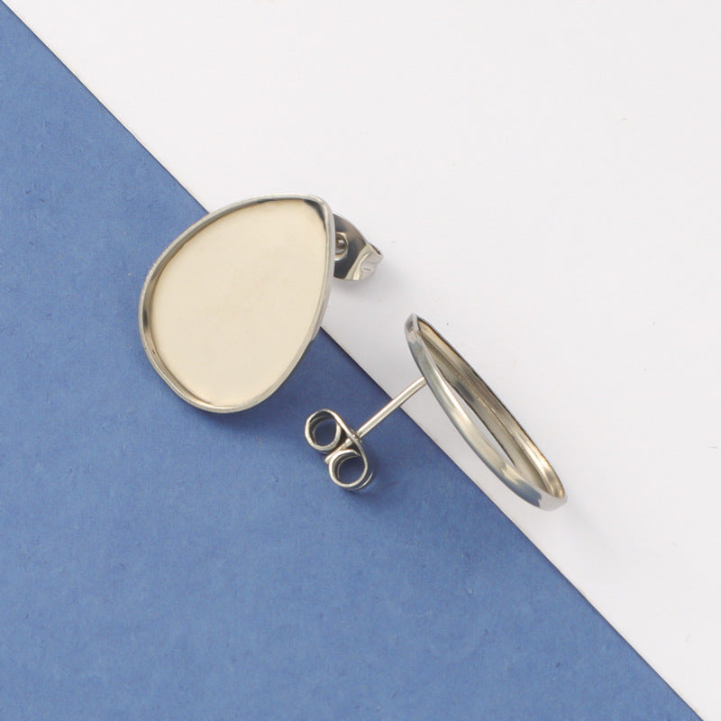 Wholesale Mirror Stainless Steel Furnace Real Gold Stud Earrings