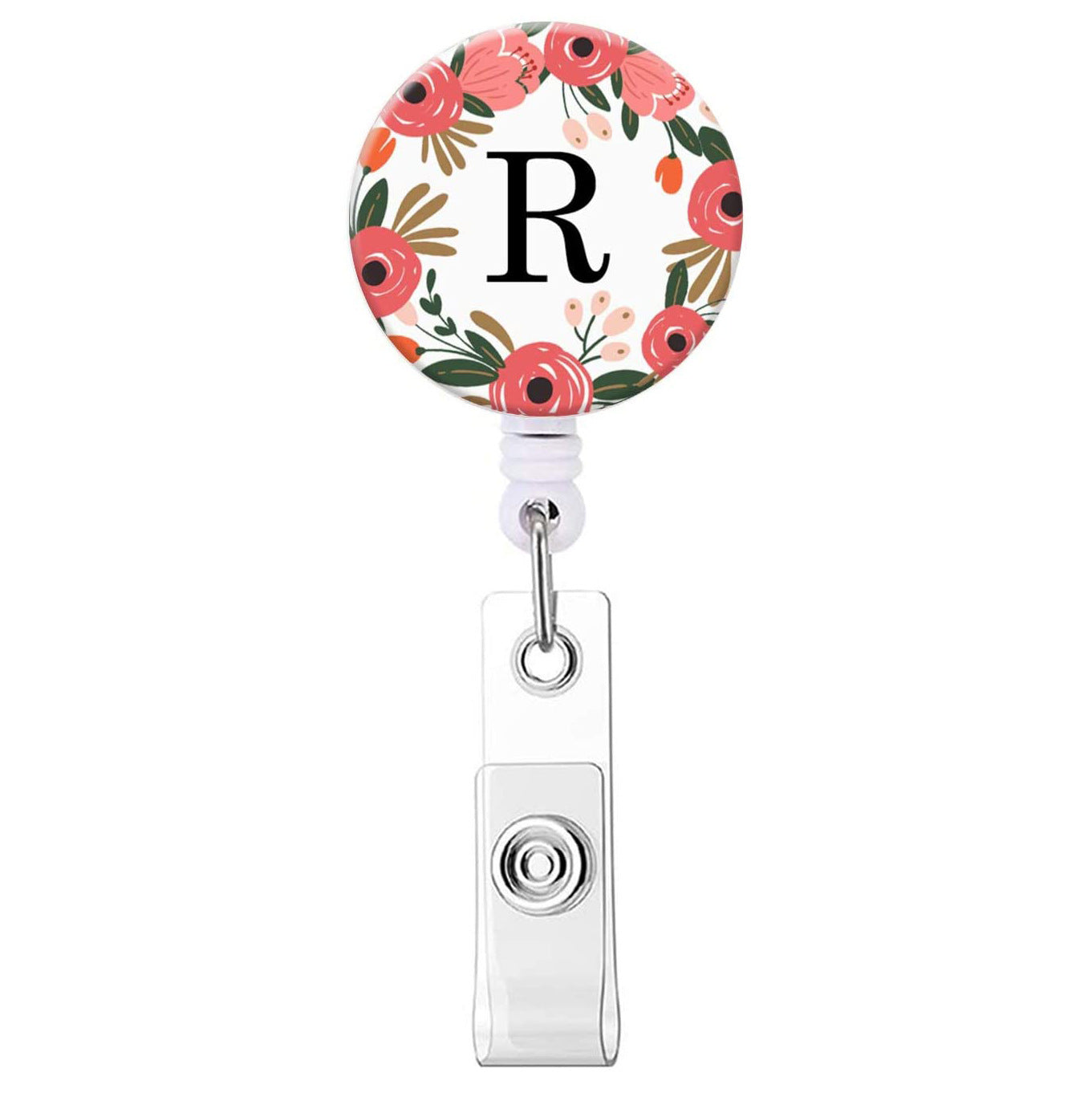 Wholesale English letter glue flower telescopic rotating easy to pull keychain