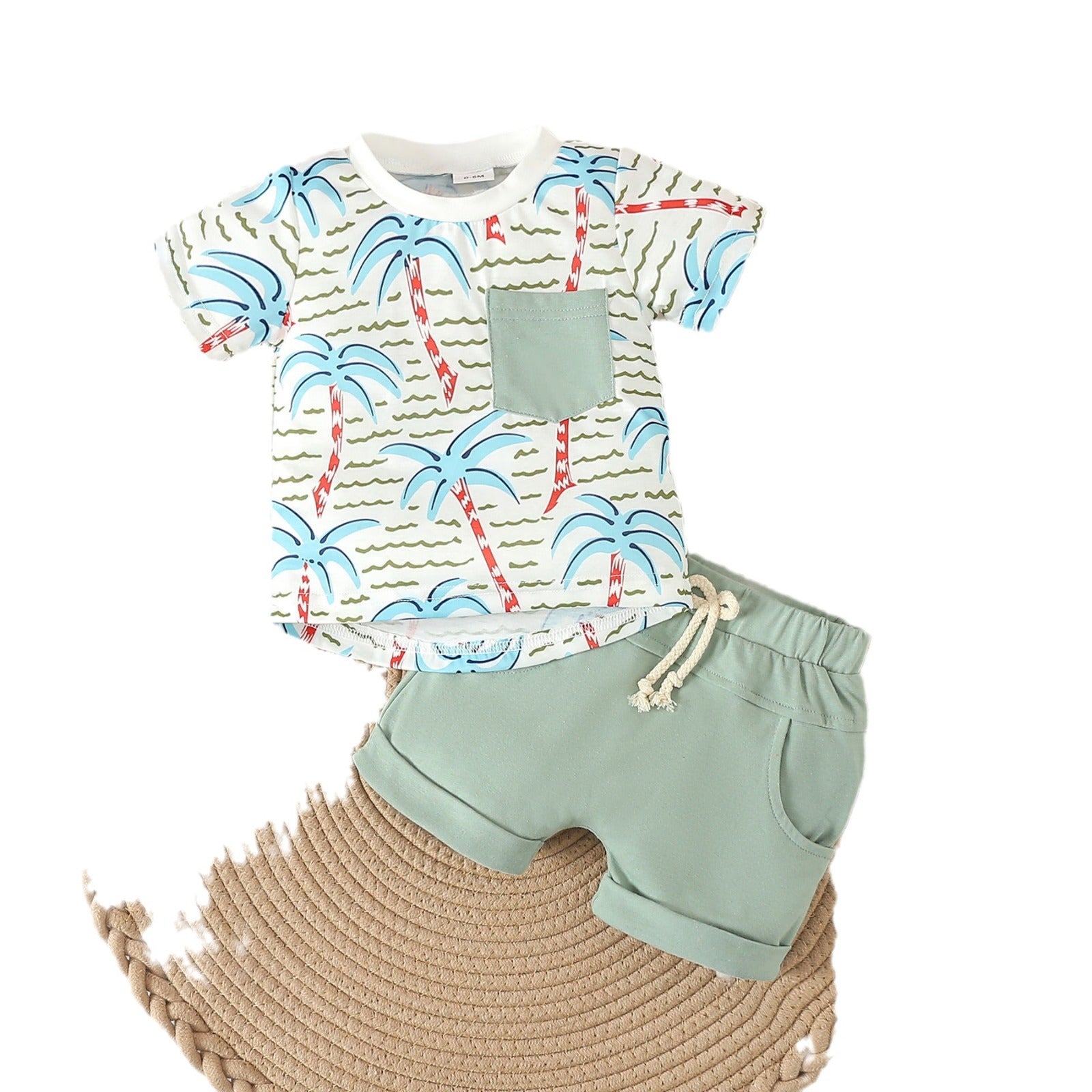 Wholesale Summer Leisure Rainforest Printed T-shirts and Shorts Cotton Baby Sets