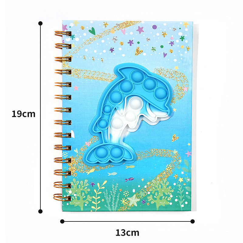 Wholesale bubble pop coil book dinosaur unicorn silicone notebook
