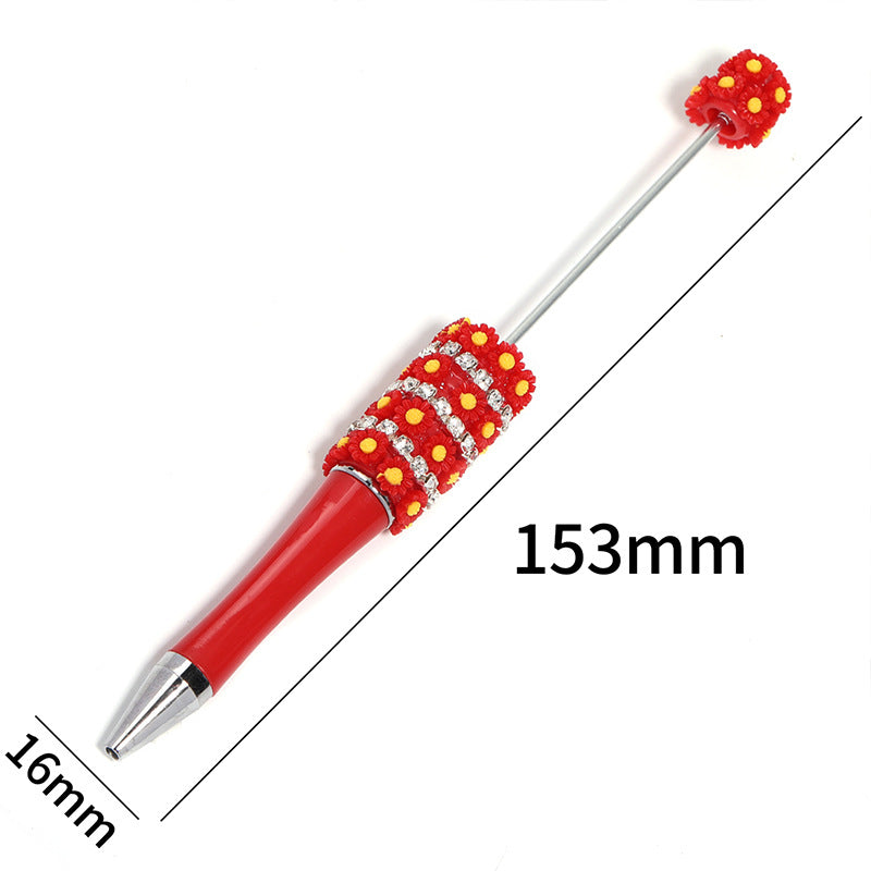 Wholesale 10pcs Beadable Pens Heavy Industry Diy Resin Multi-color Small Flower Claw Ballpoint Pen