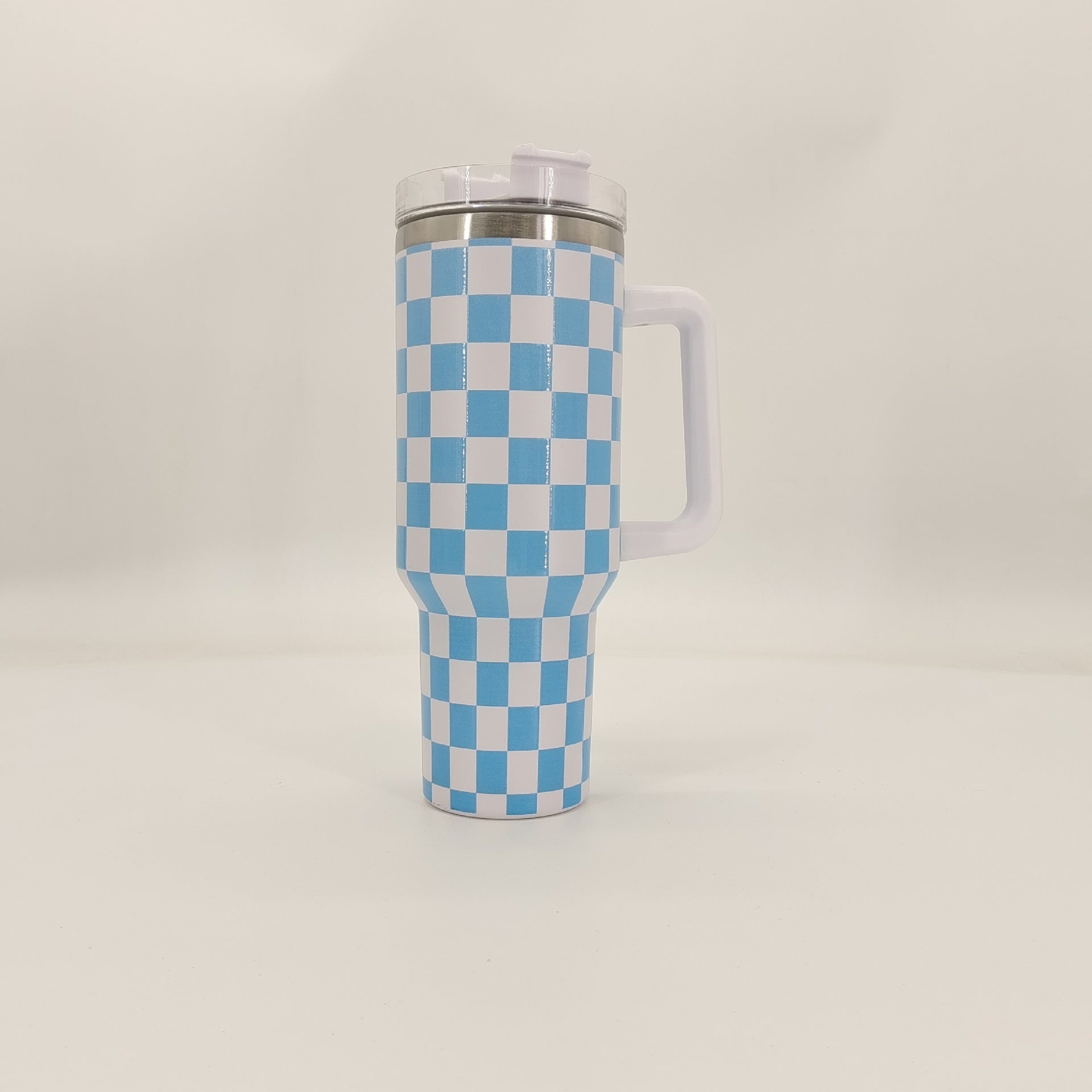 Wholesale Tumbler Checkerboard Double Layer Stainless Steel Large Capacity Ice Bullies Cup