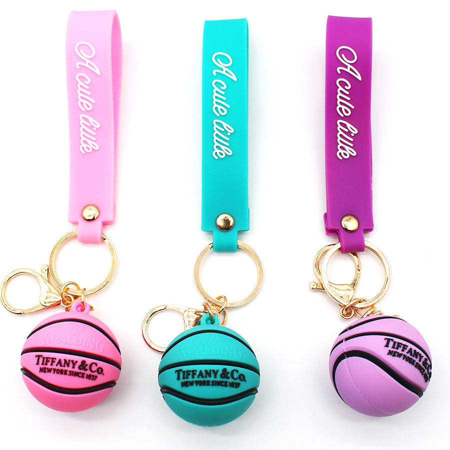Wholesale PVC Soft Rubber Cartoon Standing Basketball Keychain