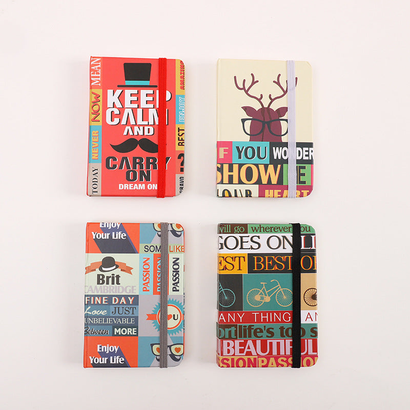 Wholesale 4pcs/pack Paper A7 Strap Notebook Mini Portable Ledger