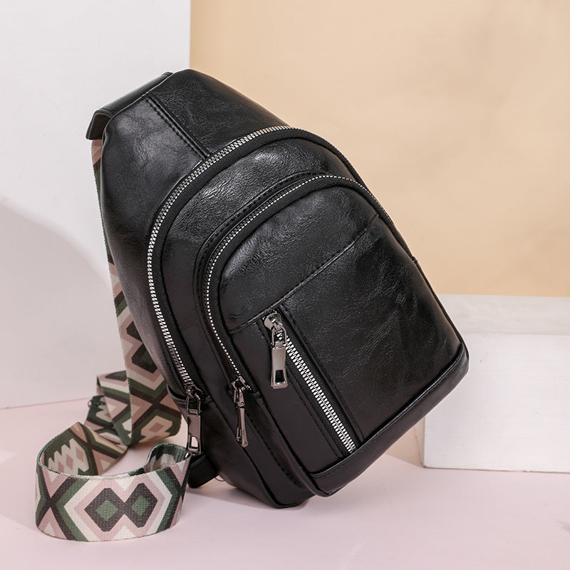 Wholesale PU Wide Shoulder Strap Casual Sports Chest Bag