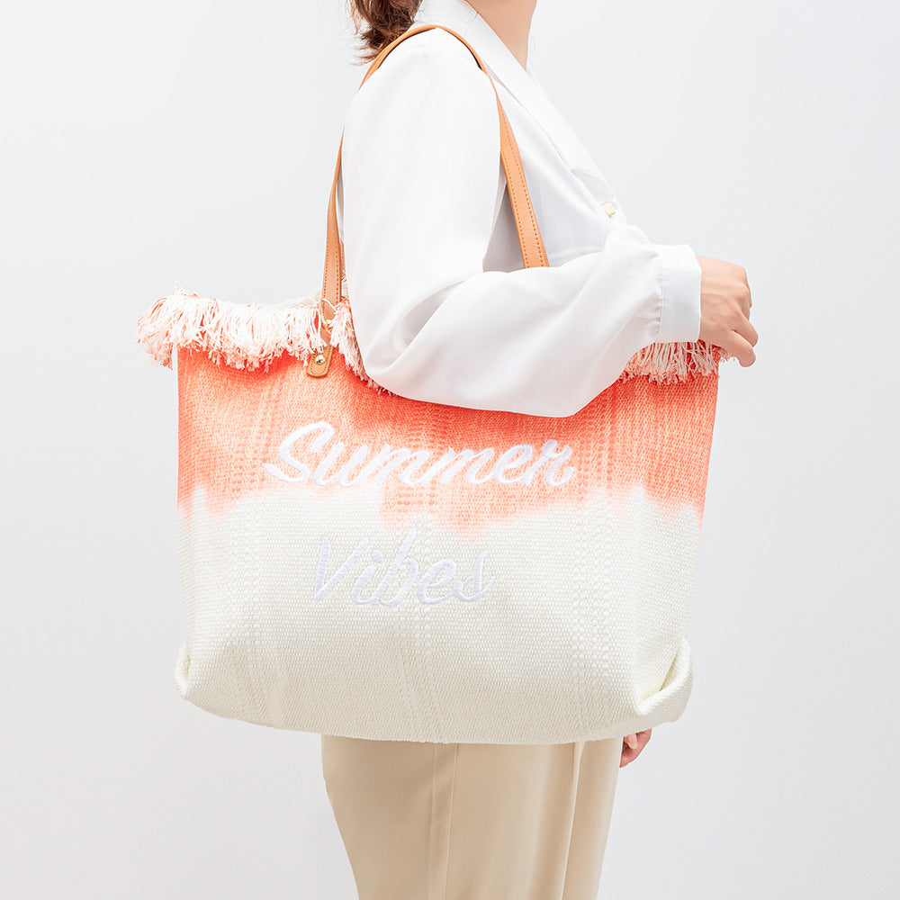 Wholesale Embroidered Tote Bag Tassel Canvas Bag