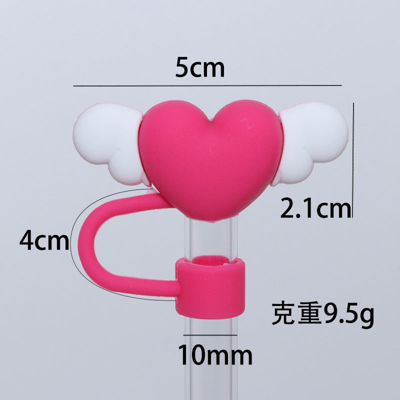 Wholesale 10mm cartoon color love straw cap cup accessories
