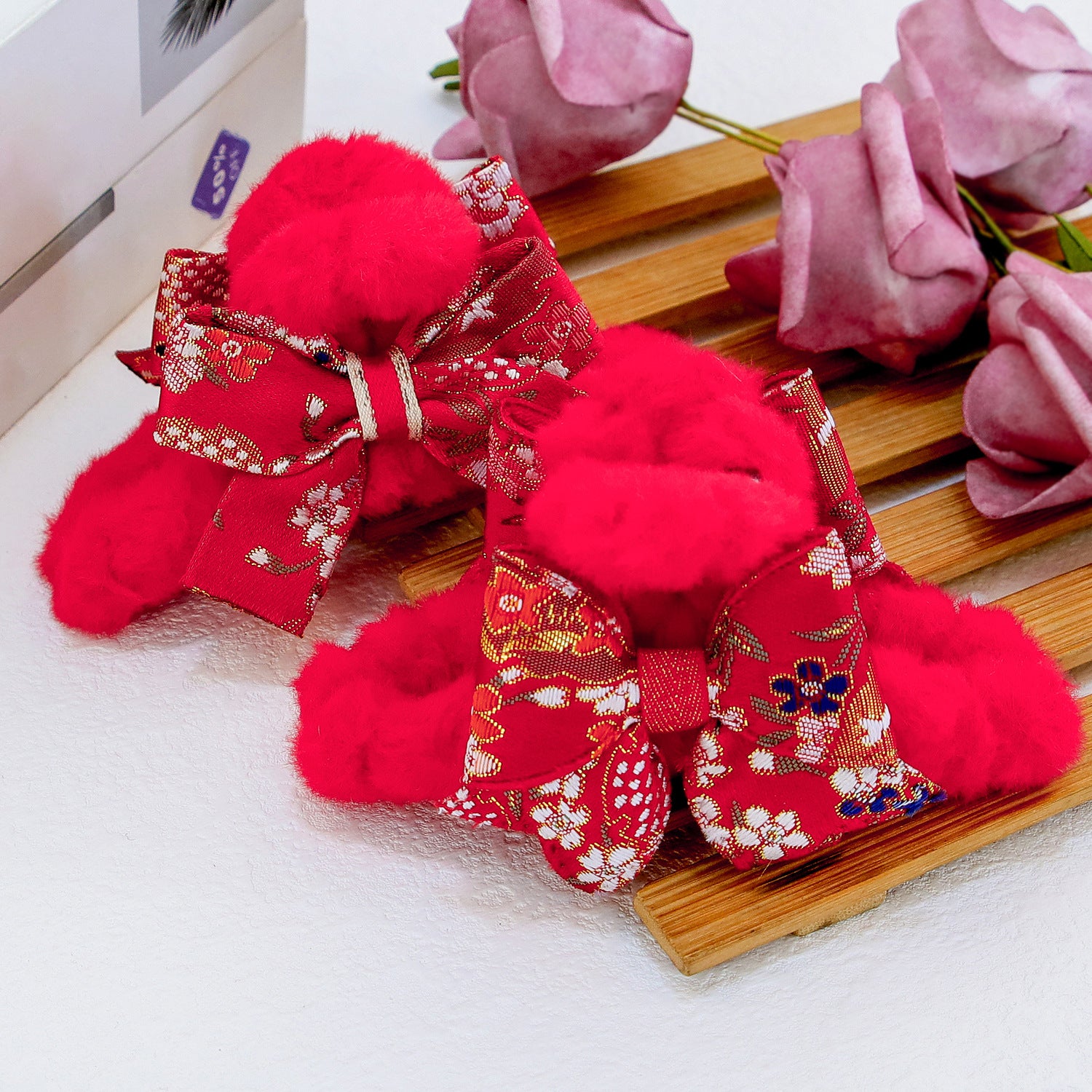 Wholesale Bow Tassel Plush Hair Clips