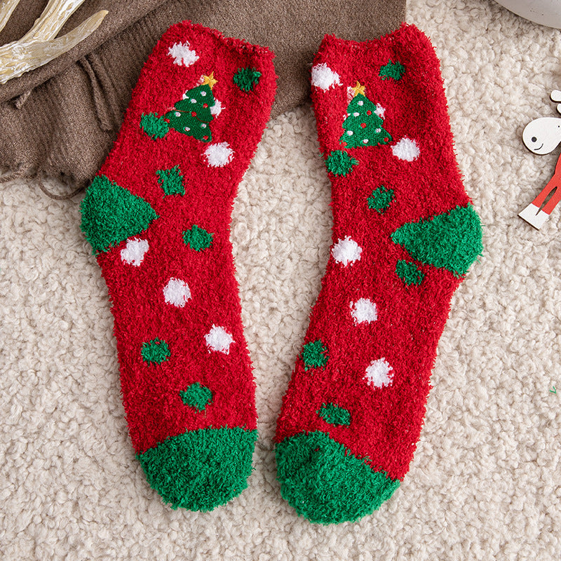 Wholesale Christmas Socks with Plush and Thick Sleep Socks