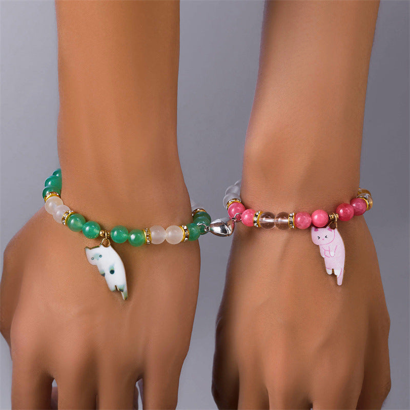 Wholesale cute cat glass beads  bracelet