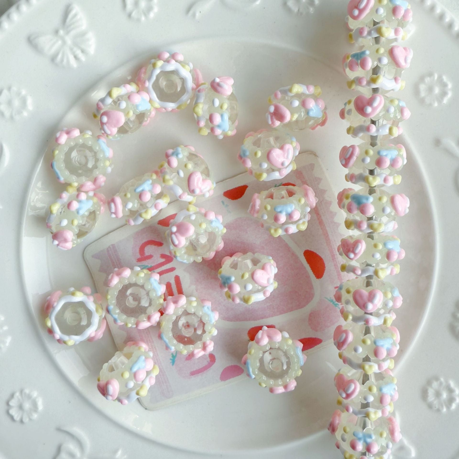 Wholesale 2pcs acrylic luminous hand-painted beads diy necklace bracelet beads