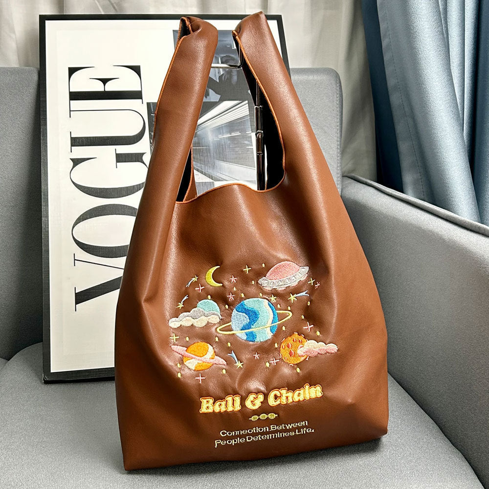 Wholesale Winter Leather Embroidered Shopping Bag Shoulder Bag