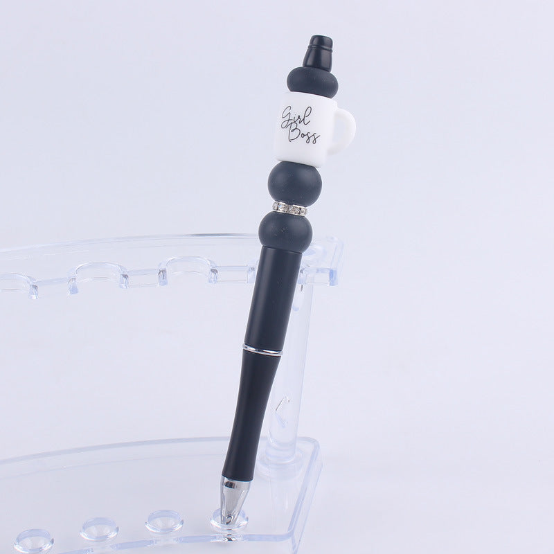 Wholesale Handmade Bead Pen Cartoon Cup Silicone Ballpoint Pen