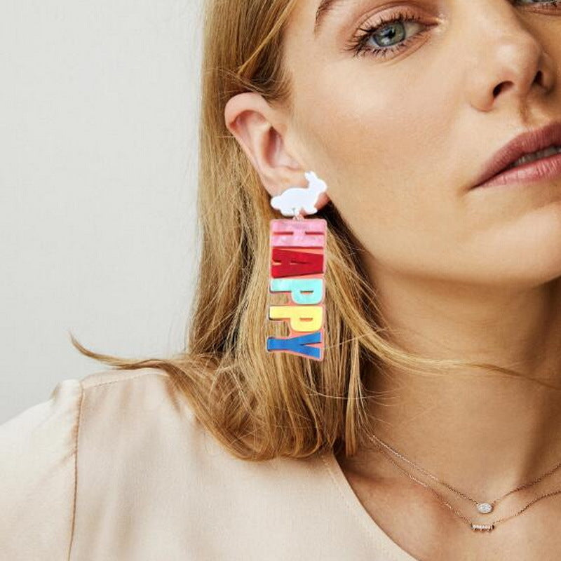 Wholesale Easter Colorful Bunny Acrylic Earrings