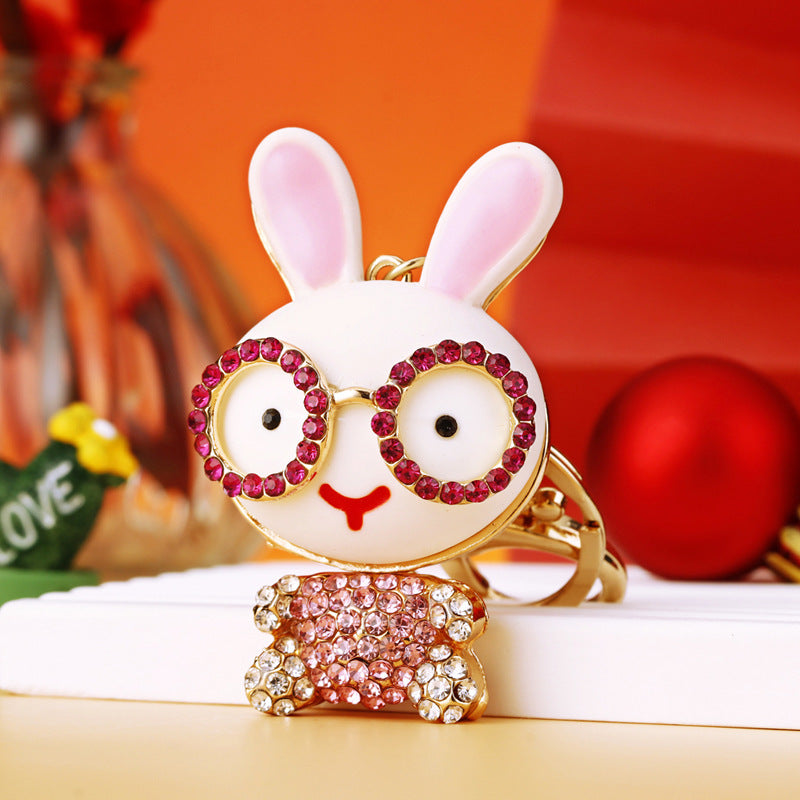 Wholesale Chic Metal Lucky Sheep Keychain Rhinestone Car Key Accessory Bag Charm Gift