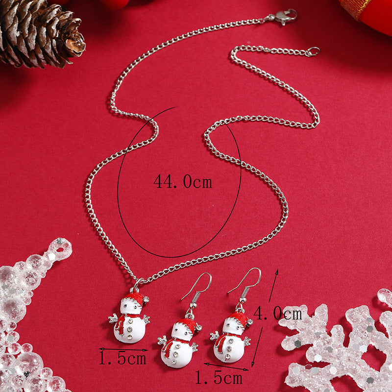Wholesale Cartoon oil dripping colorful Saint Snowman 2-piece set Simple retro earrings