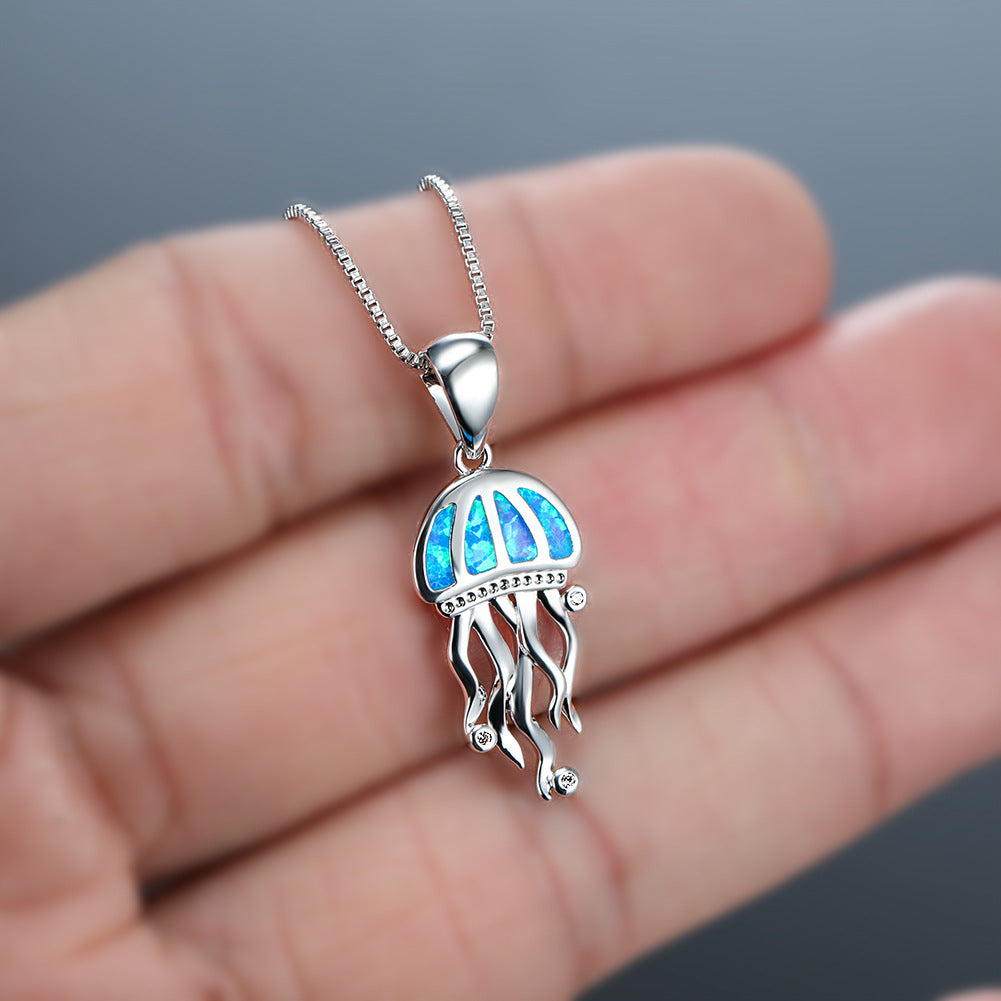 Wholesale ins platinum jellyfish necklace