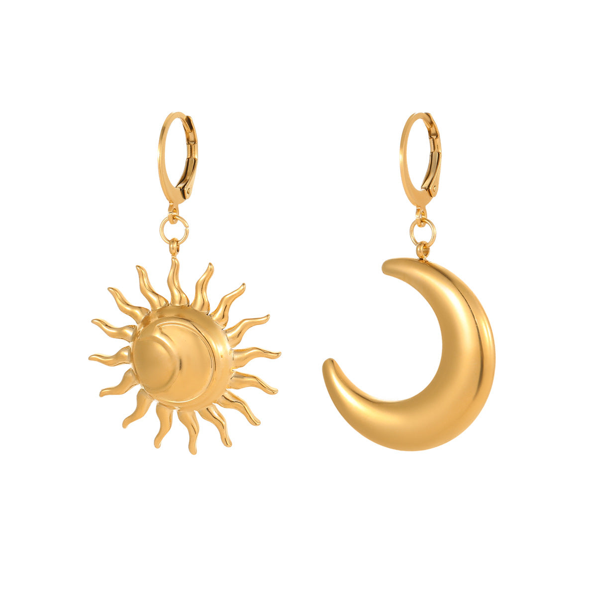 Wholesale Geometric Moon Sun Stainless Steel Earrings