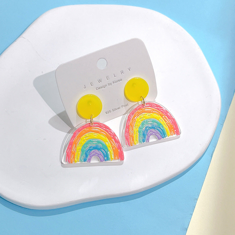 Pendientes de coloridos acrílicos acrílicos al por mayor arcoiris
