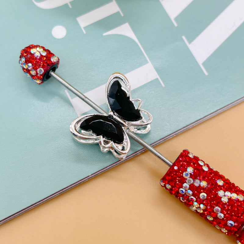 Wholesale 20pcs Alloy double-sided crystal zircon butterfly beads