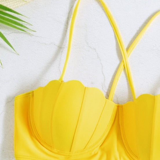 Wholesale Sexy Design Shell Shape Printed High Waist Bikini