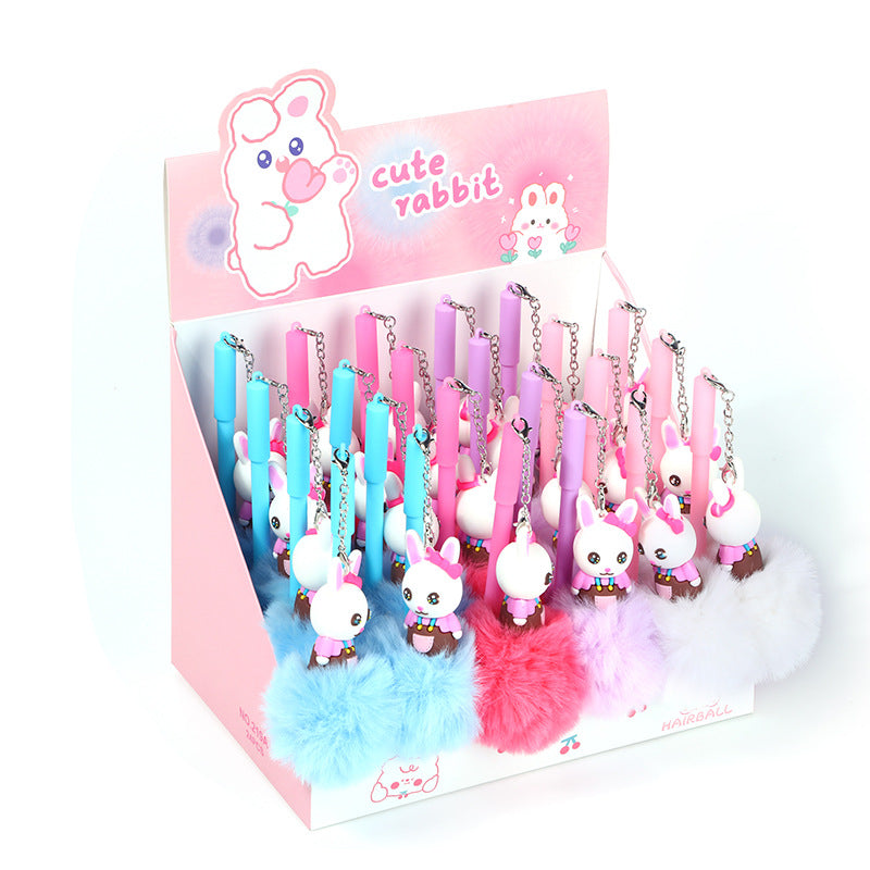 Wholesale Creative Hair Ball Pendant Black Student Cute Cute Rabbit Pendant Water Pen