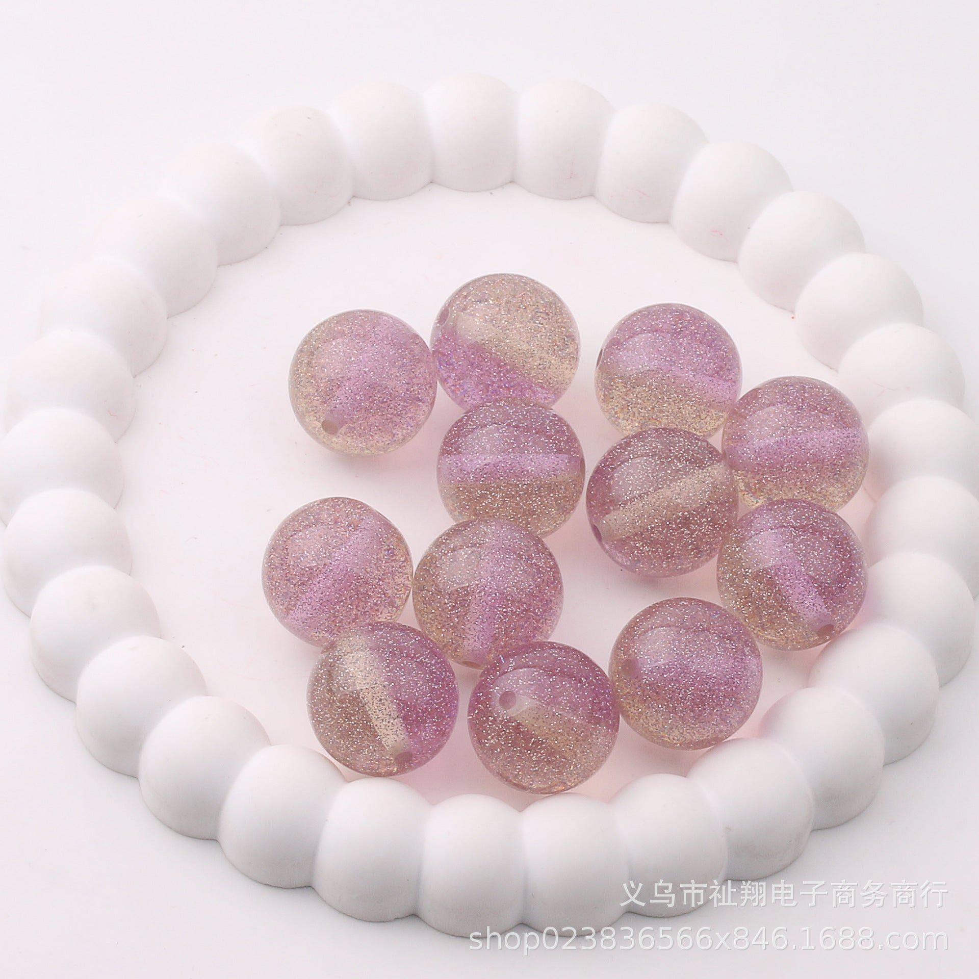 Wholesale 100pcs 20mm Fine Flash Two-color Diamond Sand Resin Straight Hole DIY Beads