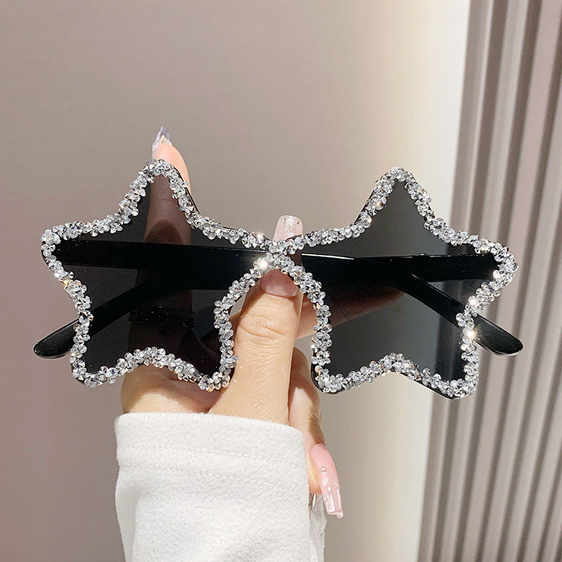 Wholesale Five-pointed Star Diamond Frameless Women's Fashion Personality Photo Sunglasses