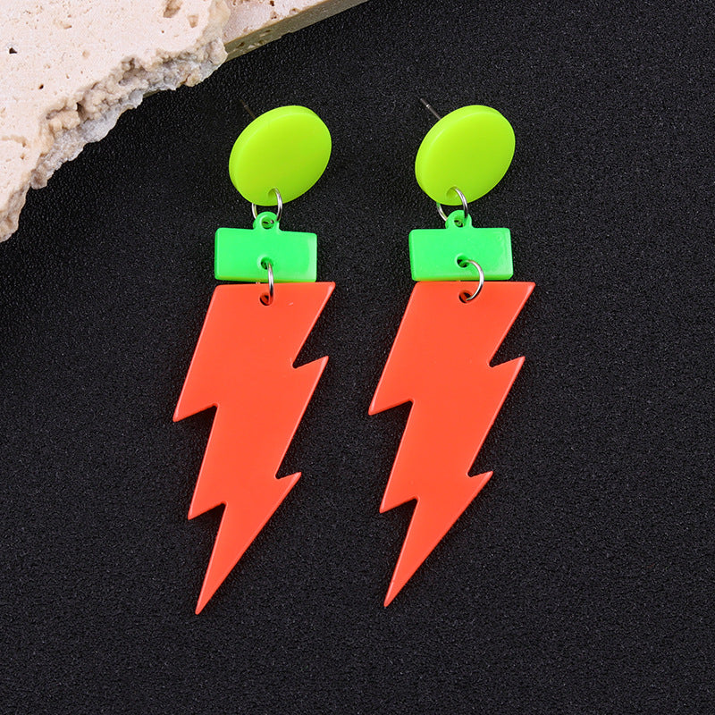 Wholesale Geometric fluorescent lightning bolt round irregular acrylic earrings