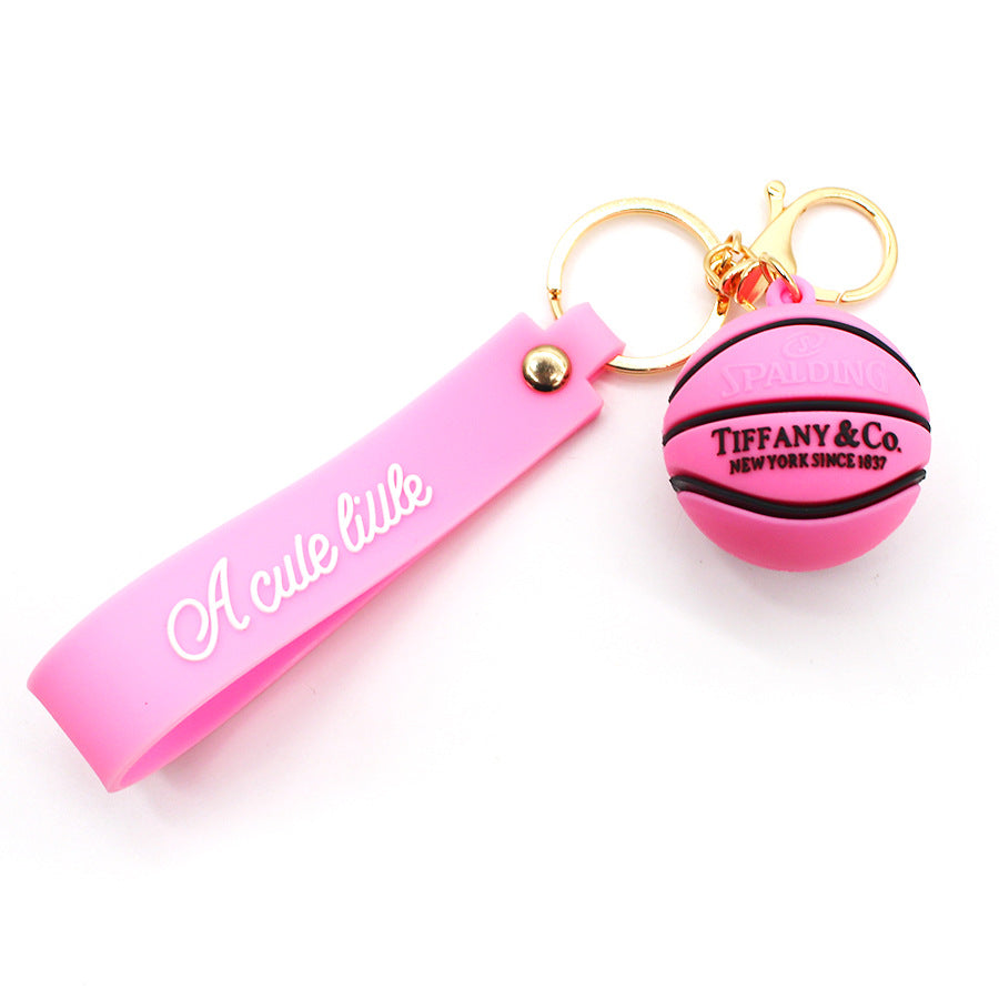 Wholesale PVC Soft Rubber Cartoon Standing Basketball Keychain
