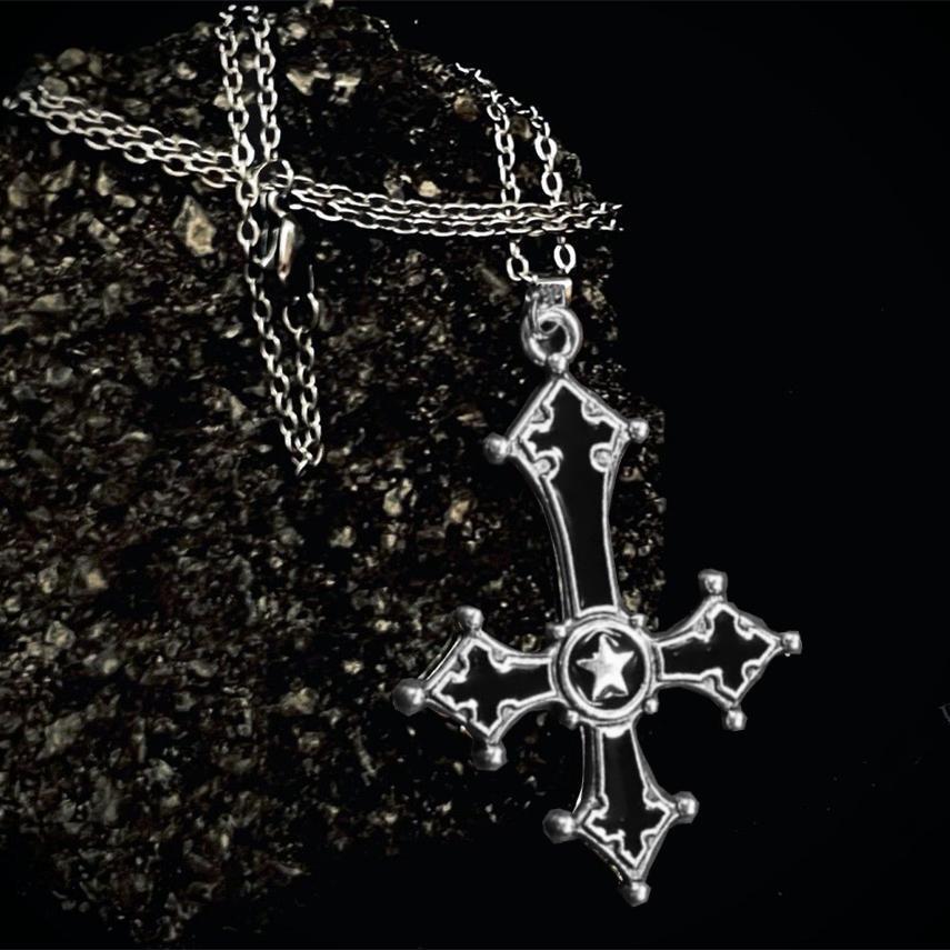 Wholesale Blood Red Gothic Inverted Cross Punk Necklace