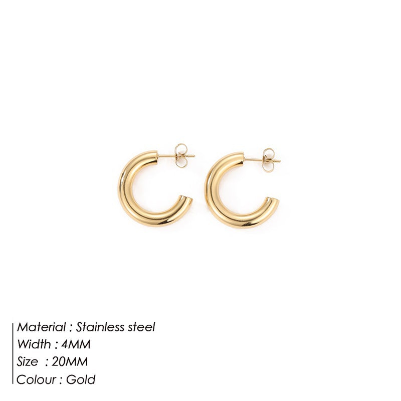 Wholesale C Shape Personality Stainless Steel Earrings