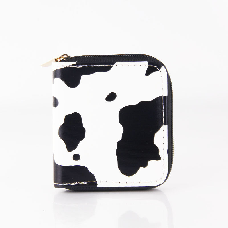 Wholesale Children's Cow Pattern Short PU Zipper Wallet Clutch Bag