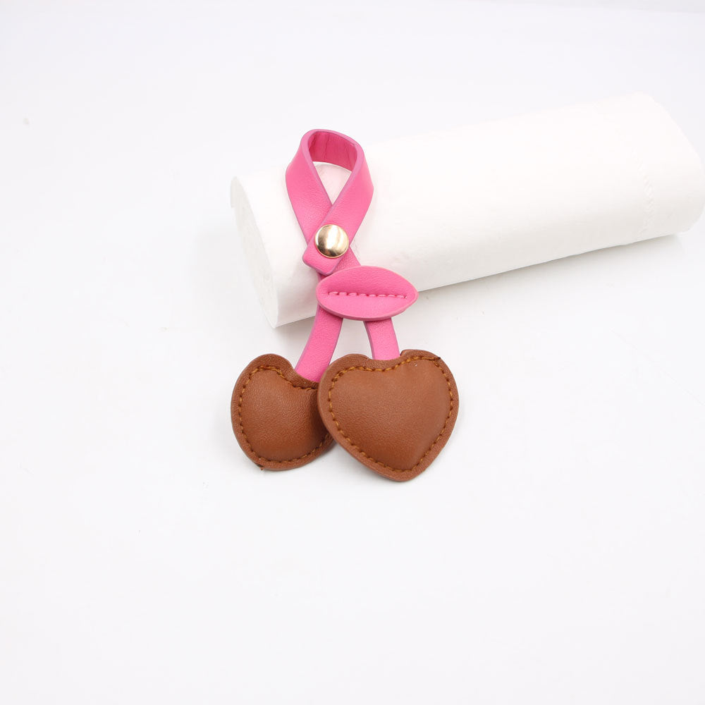 Wholesale Retro Cherry Faux Leather Bag Charm Keychain Pastoral Style Red Fruit Design Fashion Accessory Gift