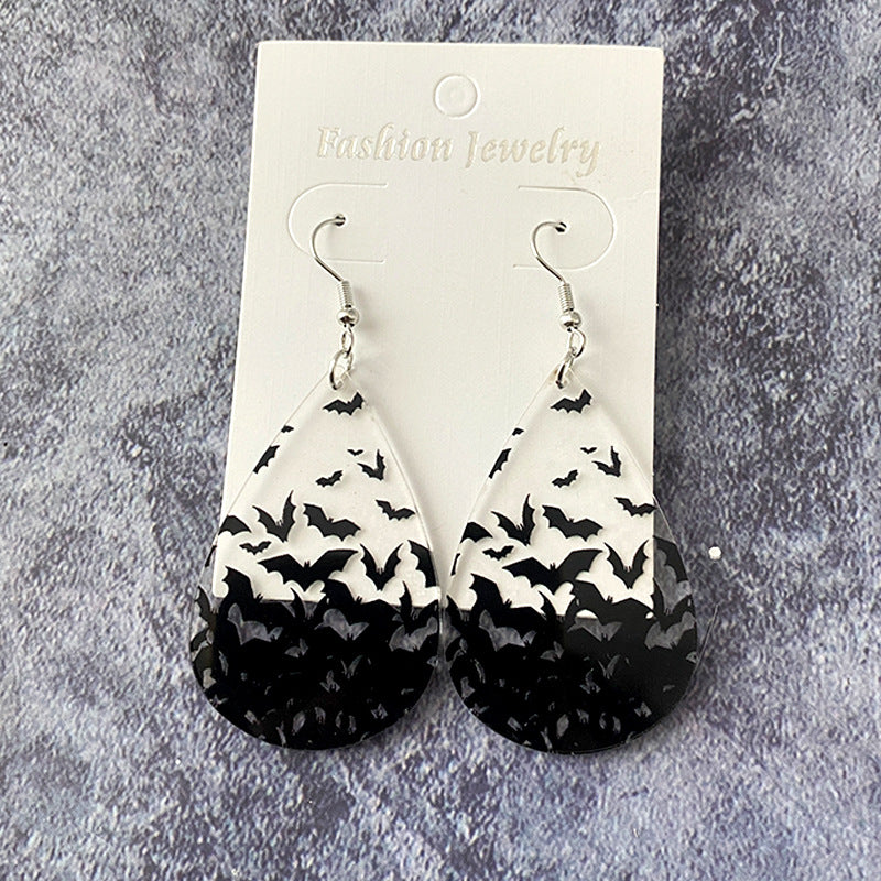 Wholesale Gothic Halloween Bat Acrylic Clear Earrings