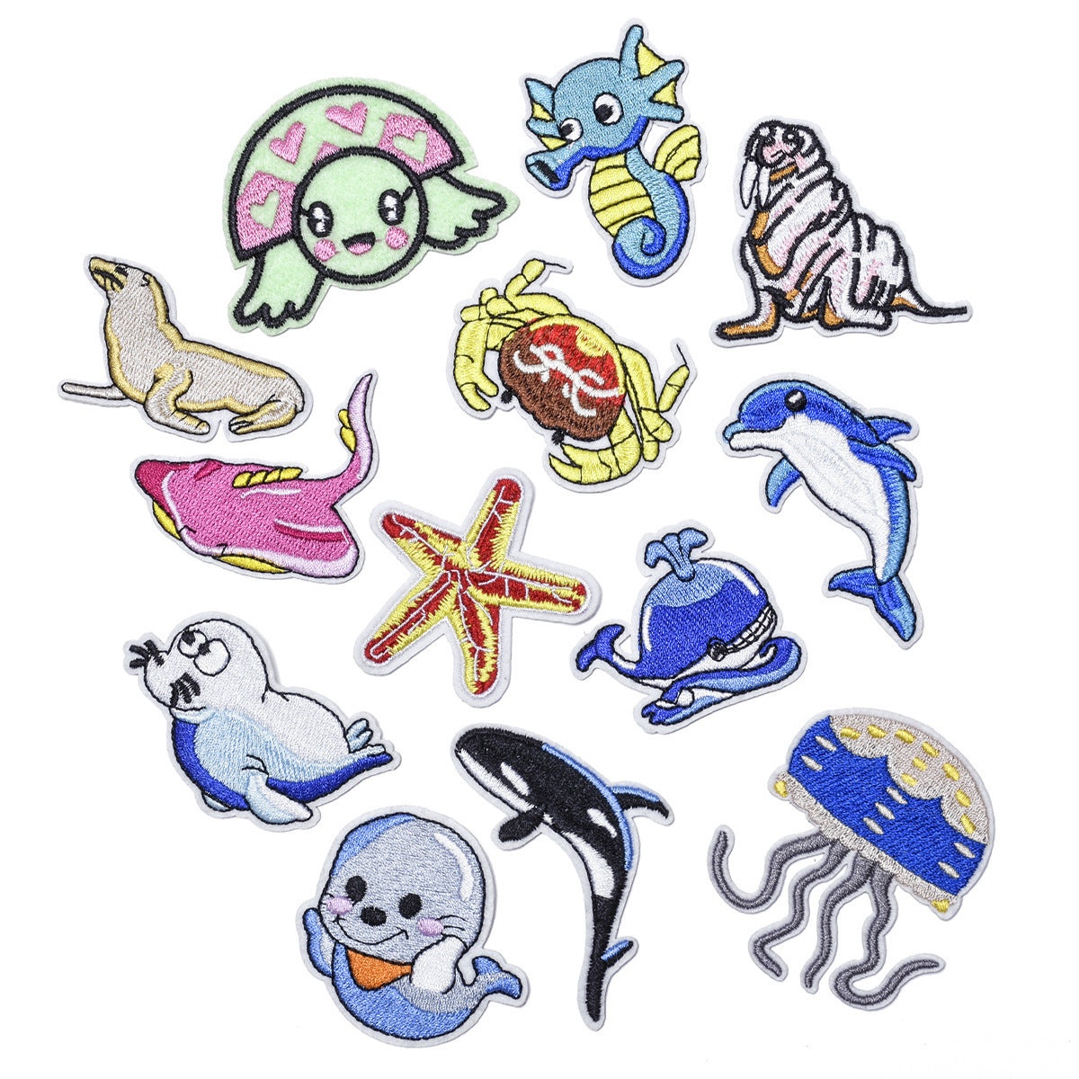 Wholesale Cartoon Ocean Animal Embroidered Patches DIY Sewing Craft Clothing Decoration Chic Fashion Accessory Boutique Resale