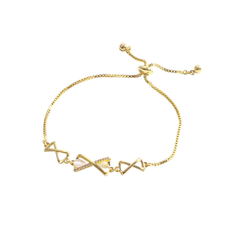 Wholesale Titanium Steel Bow Cat's Eye Vintage Bracelet