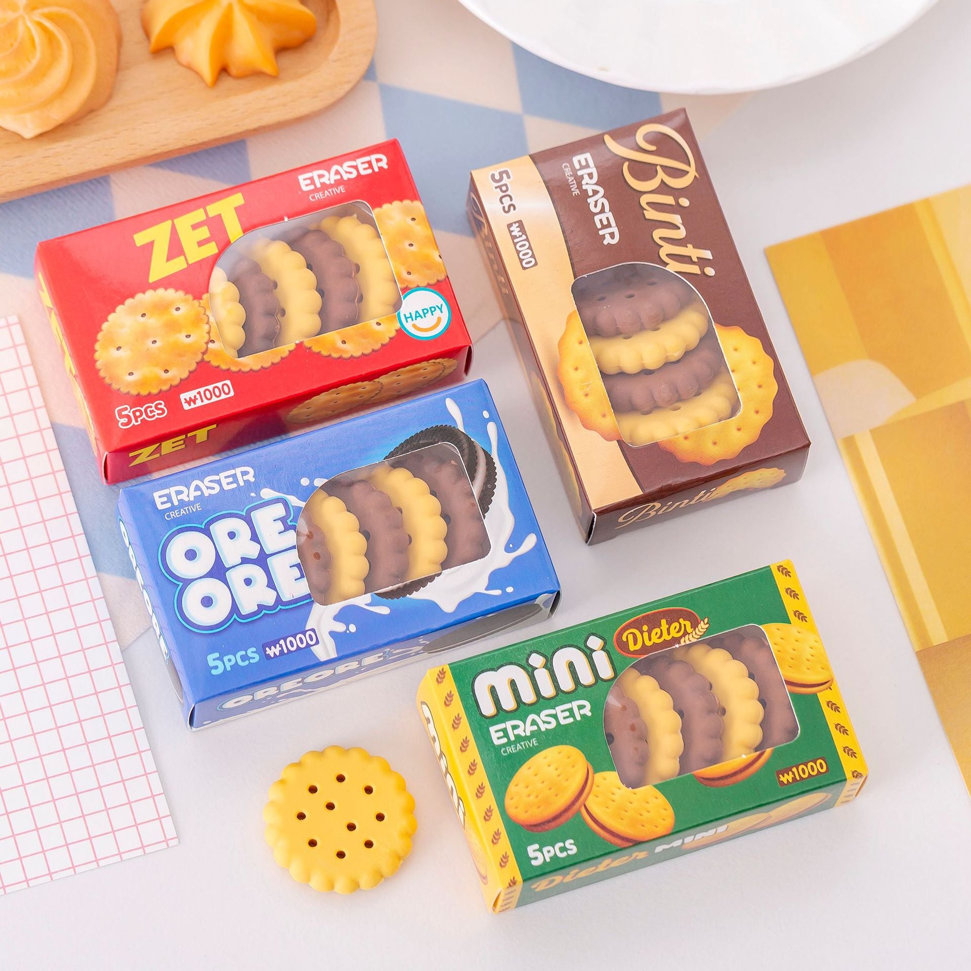 Wholesale 5 Pieces of Boxed Biscuit TPR Eraser